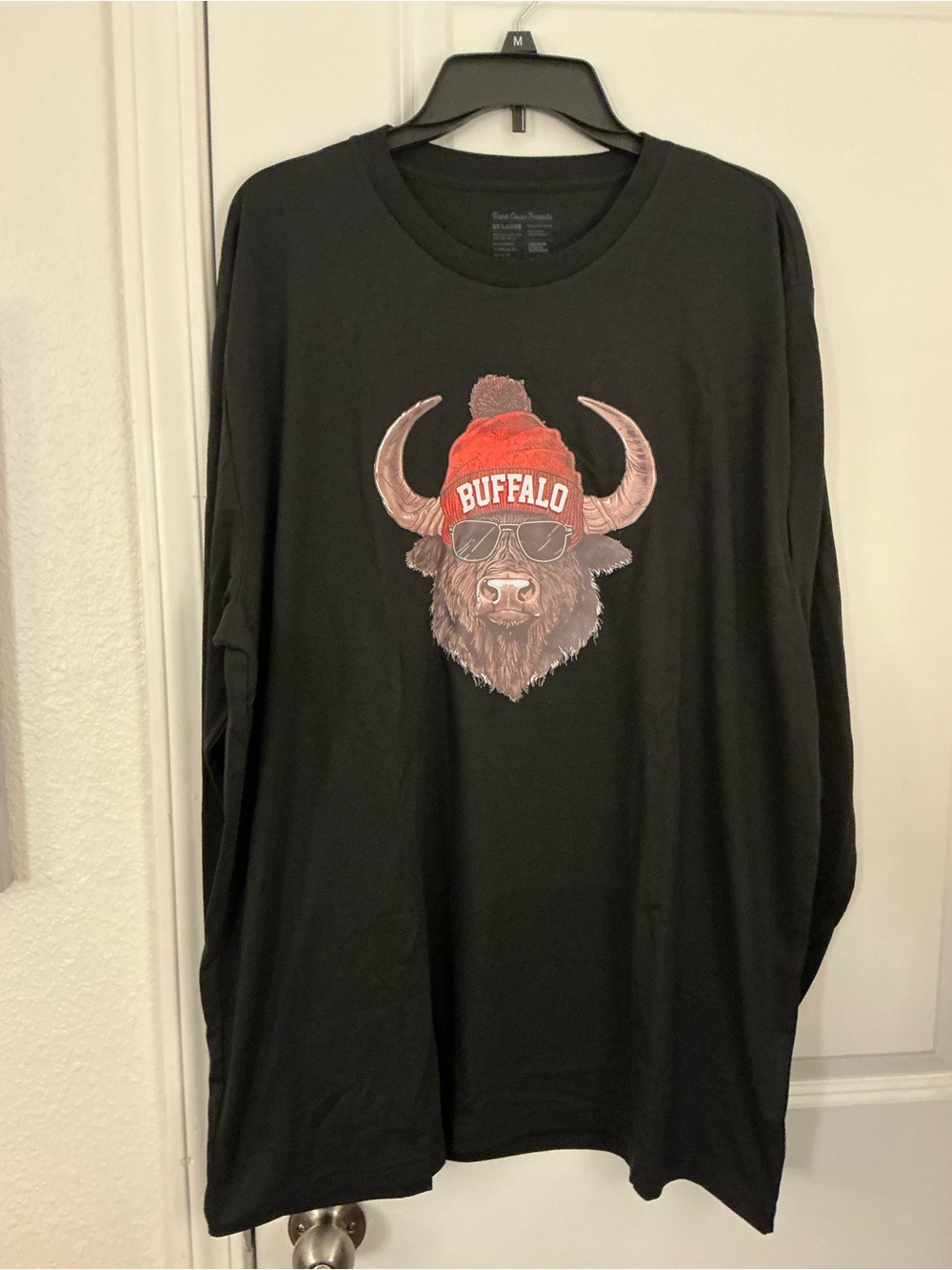 Black Long Sleeve Tee with Buffalo Graphic